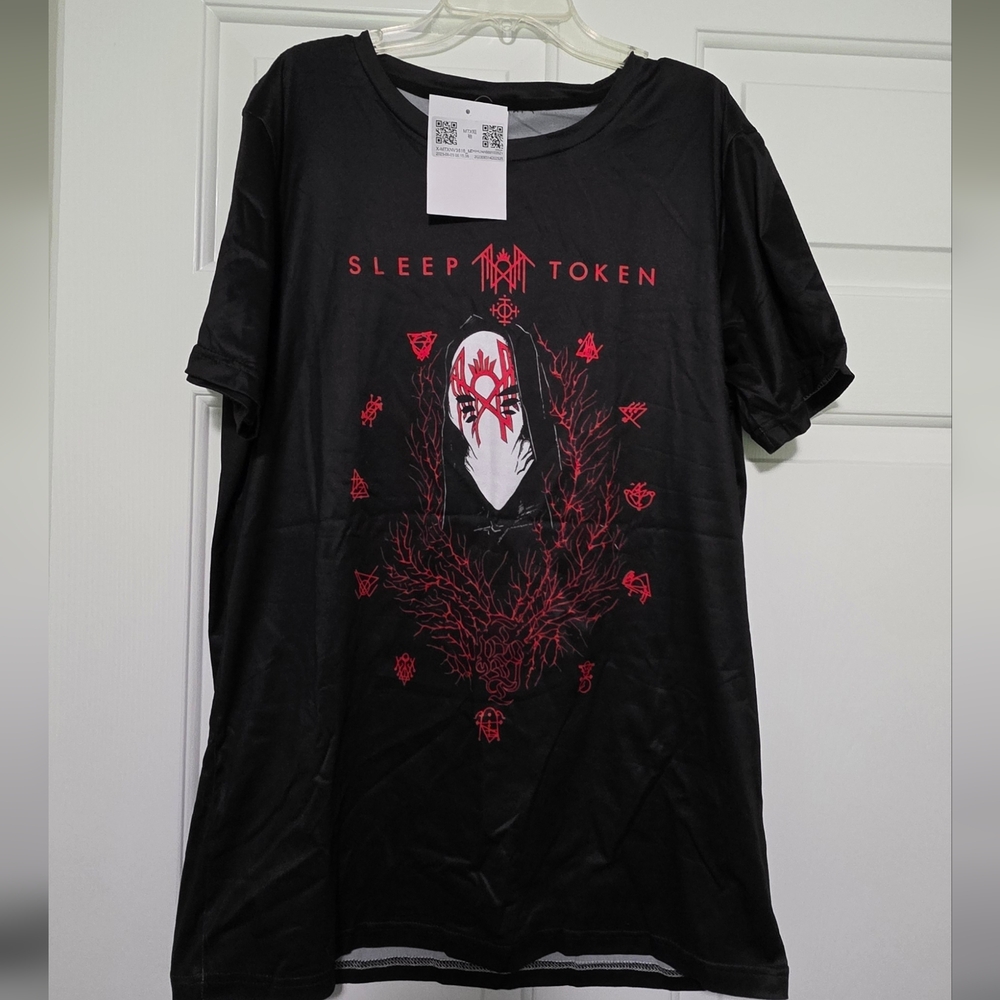 M Sleep Token Take Me Back To Eden Black Tee with Red Graphic